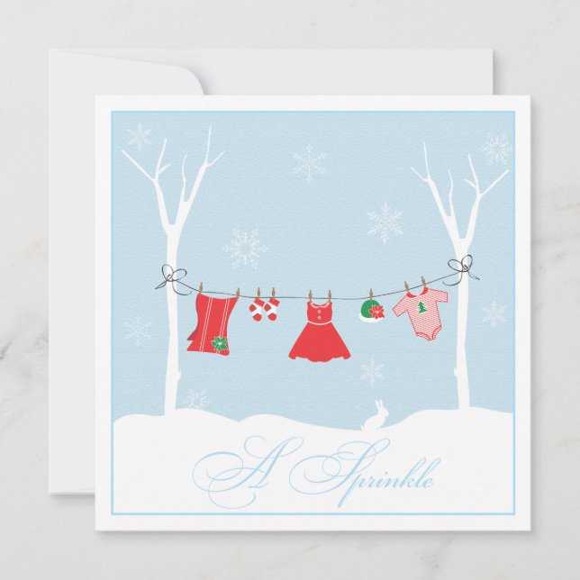 Winter Clothesline | Sprinkle Shower Invitation (Front)