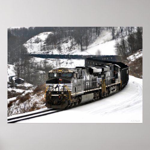 Winter Coal Train Poster