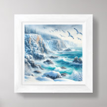 Winter Coastal Beach Art for Small Spaces