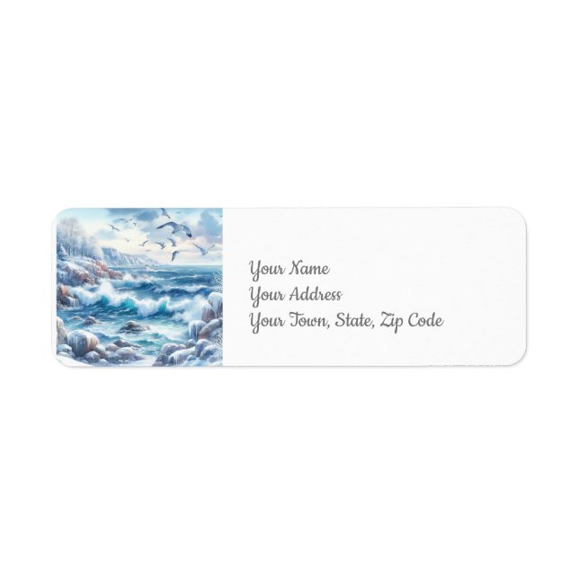 Winter Coastline Return Address Label (Front)