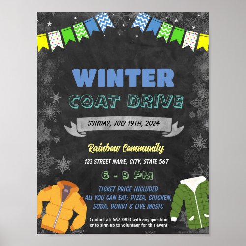 Winter Coat Drive event Template Poster