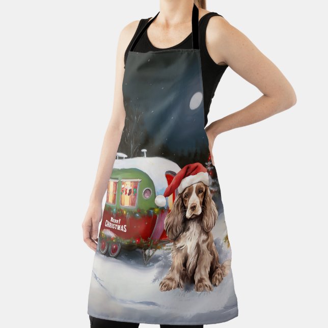 Winter Cocker Spaniel Caravan Christmas Adventure Apron (Insitu)
