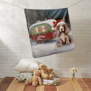 Winter Cocker Spaniel Caravan Christmas Adventure Baby Blanket