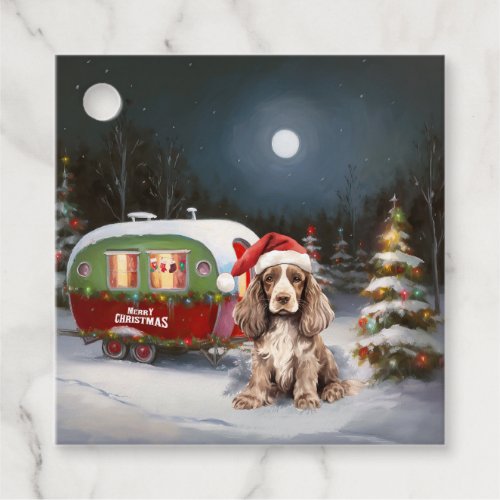 Winter Cocker Spaniel Caravan Christmas Adventure Favor Tags