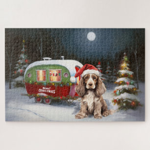 Winter Cocker Spaniel Caravan Christmas Adventure Jigsaw Puzzle
