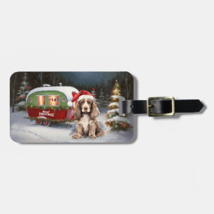 Winter Cocker Spaniel Caravan Christmas Adventure Luggage Tag