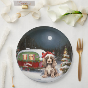 Winter Cocker Spaniel Caravan Christmas Adventure Paper Plates
