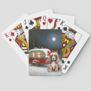 Winter Cocker Spaniel Caravan Christmas Adventure Poker Cards