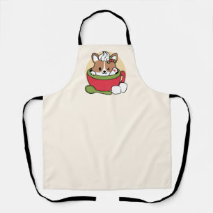 Winter Cocoa Bliss - Cute Dog in Mug Design Apron