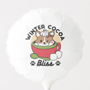 Winter Cocoa Bliss - Cute Dog in Mug Design Balloon