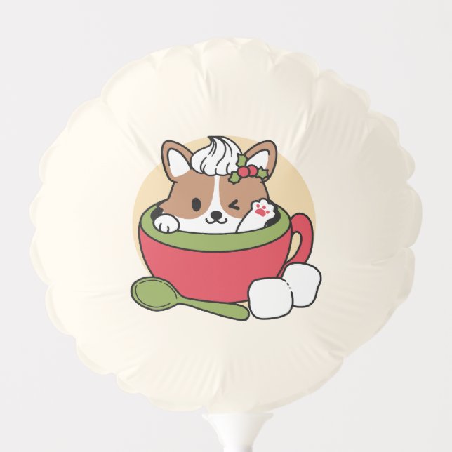 Winter Cocoa Bliss - Cute Dog in Mug Design Balloon (Front)