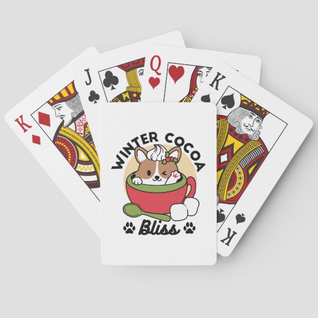 Winter Cocoa Bliss - Cute Dog in Mug Design Poker Cards (Back)