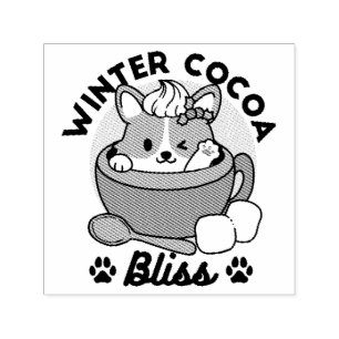 Winter Cocoa Bliss - Cute Dog in Mug Design Self-inking Stamp