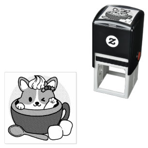 Winter Cocoa Bliss - Cute Dog in Mug Design Self-inking Stamp