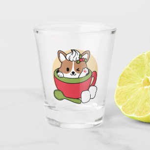 Winter Cocoa Bliss - Cute Dog in Mug Design Shot Glass