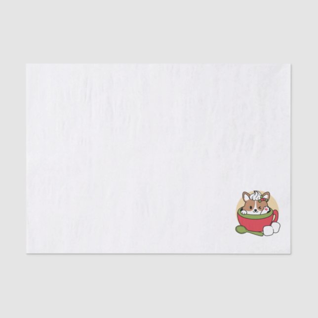 Winter Cocoa Bliss - Cute Dog in Mug Design Tissue Paper (Front)