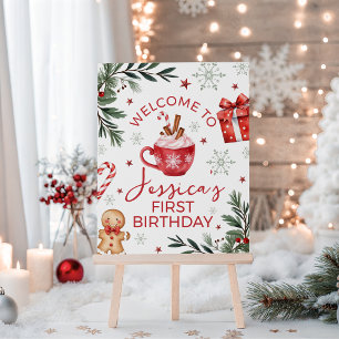 Winter Cocoa First Birthday Welcome Sign