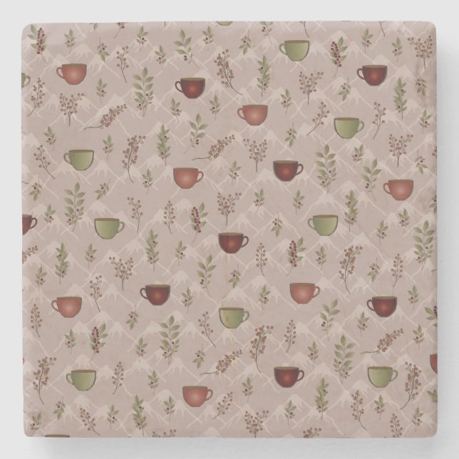 Winter Coffee Journey Stone Coaster (Front)