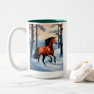 Winter Coffee Mug | Cozy Snow Horse Design Cup