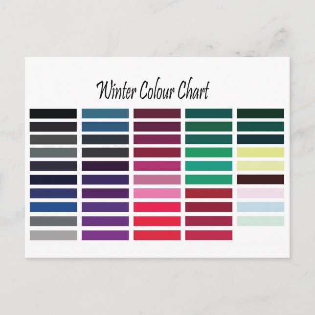 Winter Color Chart Postcard (Front)