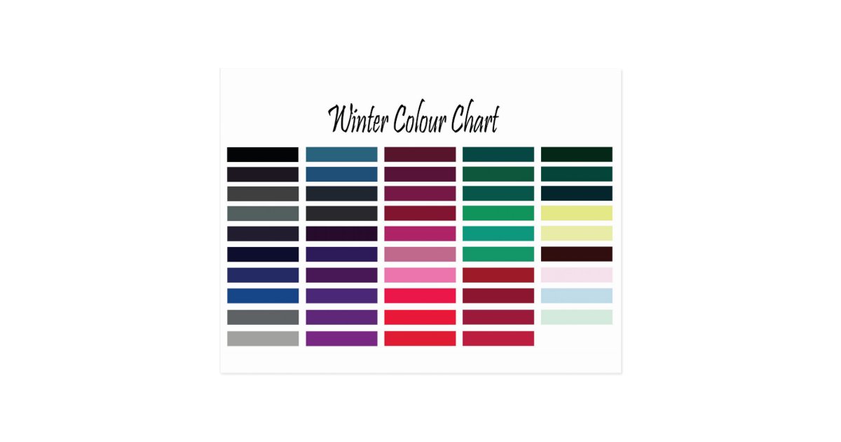 Winter Color Chart Postcard | Zazzle