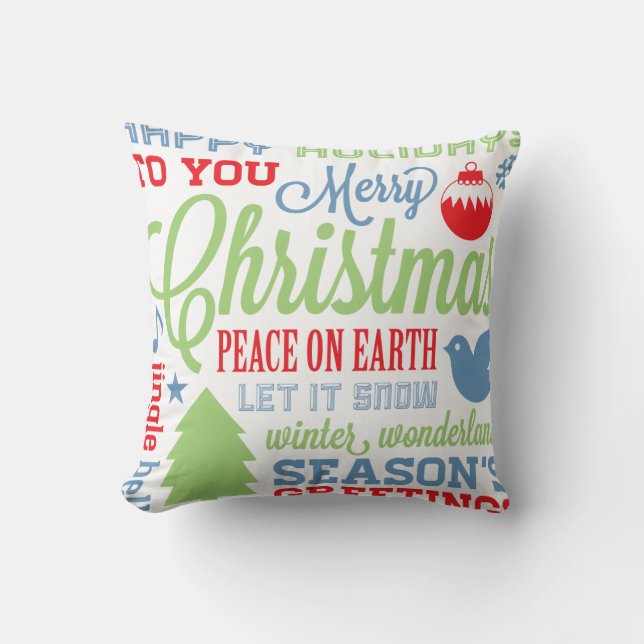 Winter Colors Christmas Subway Art Pillow (Front)