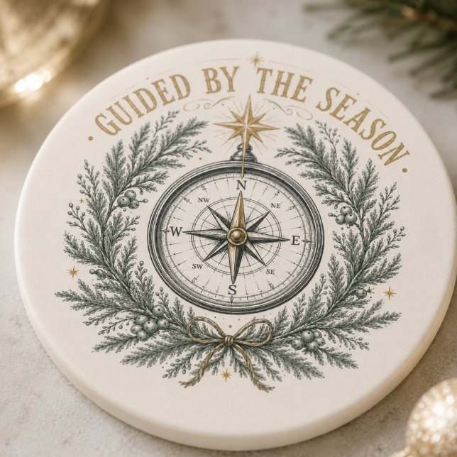 Winter Compass Pine Christmas Drink Decor Coaster (Creator Uploaded)