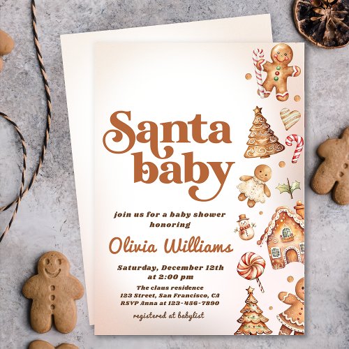 Winter Cookie Christmas Santa Baby Shower Invitation