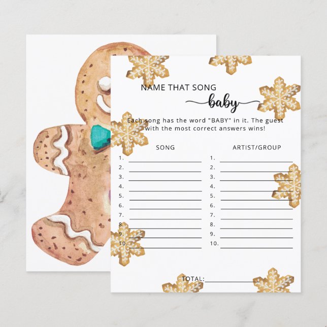 Winter cookies - name that song Baby Shower Game (Front/Back)