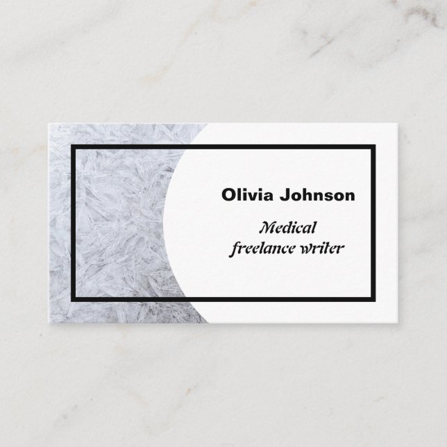 Winter cool modern minimalist freelancer white business card (Front)