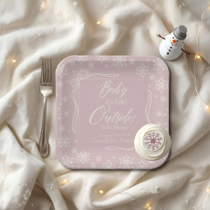 Winter Coquette Pink Baby it's cold Paper Plates