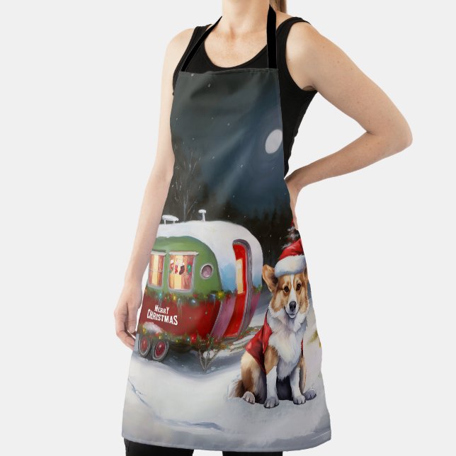 Winter Corgi Caravan Christmas Adventure  Apron (Insitu)