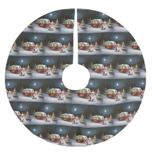 Winter Corgi Caravan Christmas Adventure Brushed Polyester Tree Skirt