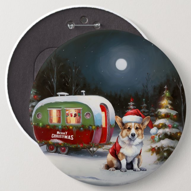 Winter Corgi Caravan Christmas Adventure  Button (Front & Back)
