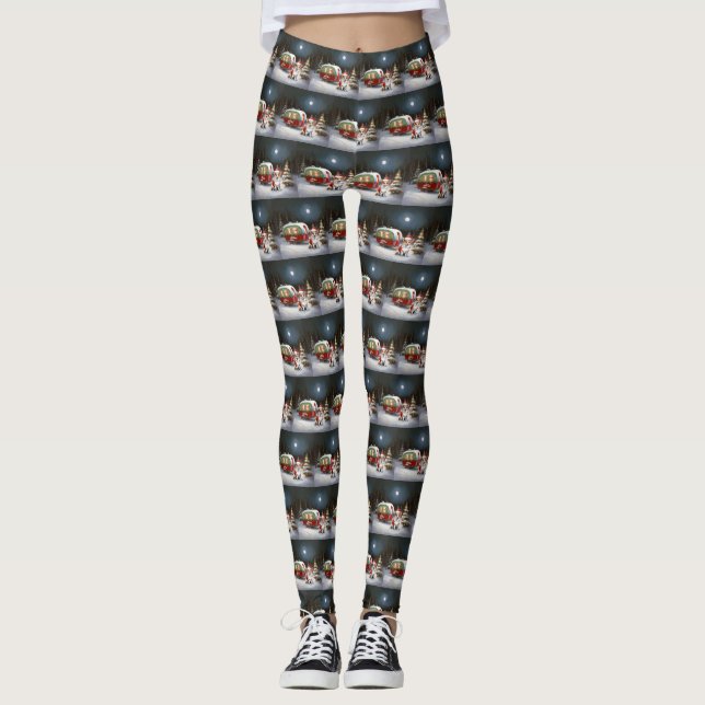 Winter Corgi Caravan Christmas Adventure  Leggings (Front)