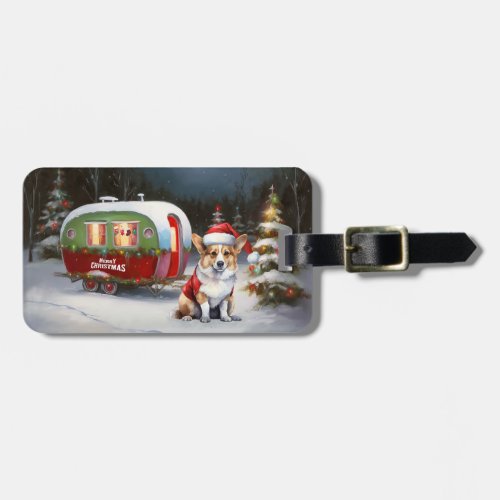 Winter Corgi Caravan Christmas Adventure  Luggage Tag