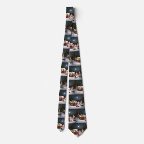 Winter Corgi Caravan Christmas Adventure  Neck Tie