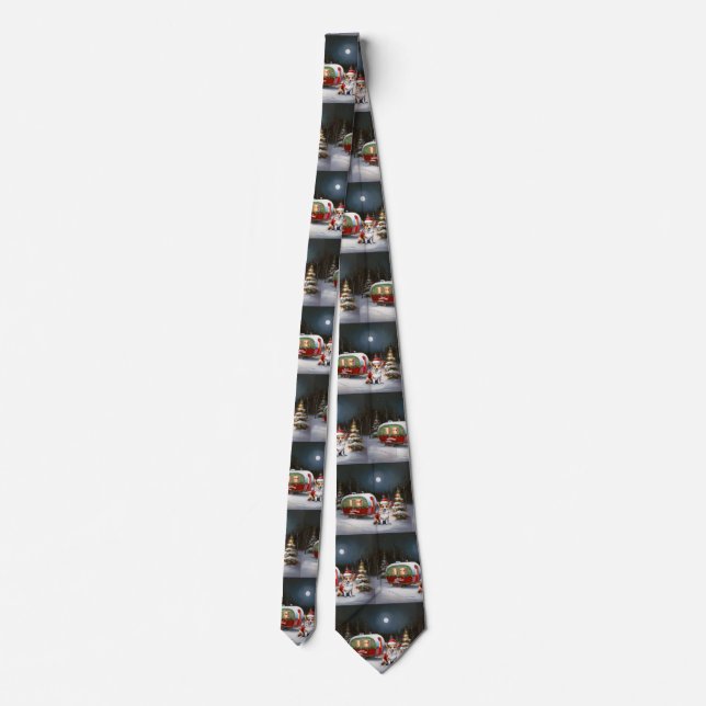 Winter Corgi Caravan Christmas Adventure  Neck Tie (Back)