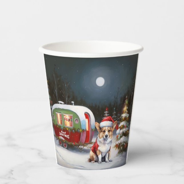 Winter Corgi Caravan Christmas Adventure  Paper Cups (Front)