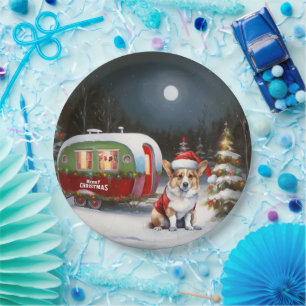 Winter Corgi Caravan Christmas Adventure  Paper Plates