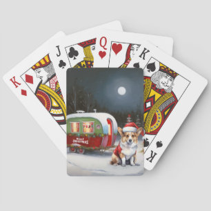 Winter Corgi Caravan Christmas Adventure Poker Cards