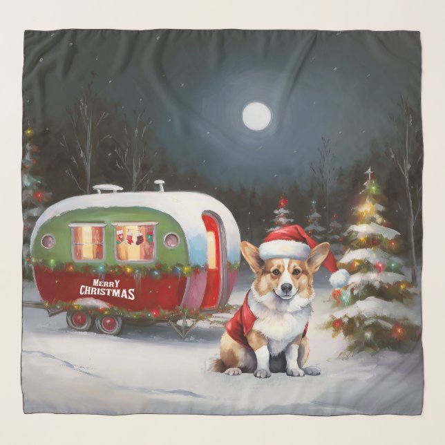 Winter Corgi Caravan Christmas Adventure  Scarf (Front)