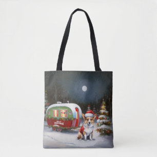 Winter Corgi Caravan Christmas Adventure Tote Bag