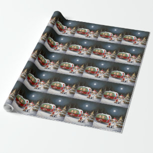 Winter Corgi Caravan Christmas Adventure Wrapping Paper