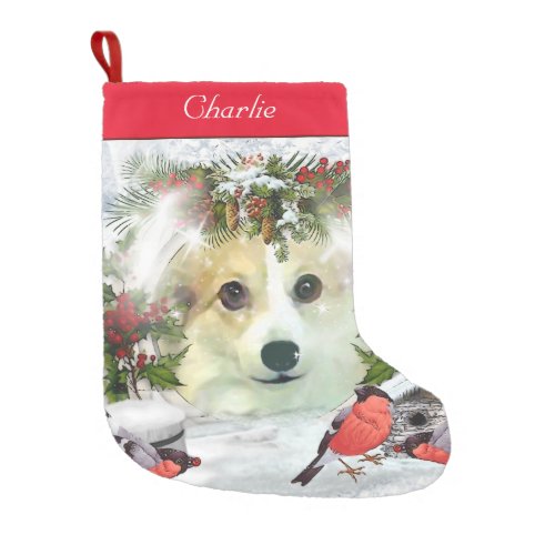 Winter Corgi Holiday Small Christmas Stocking