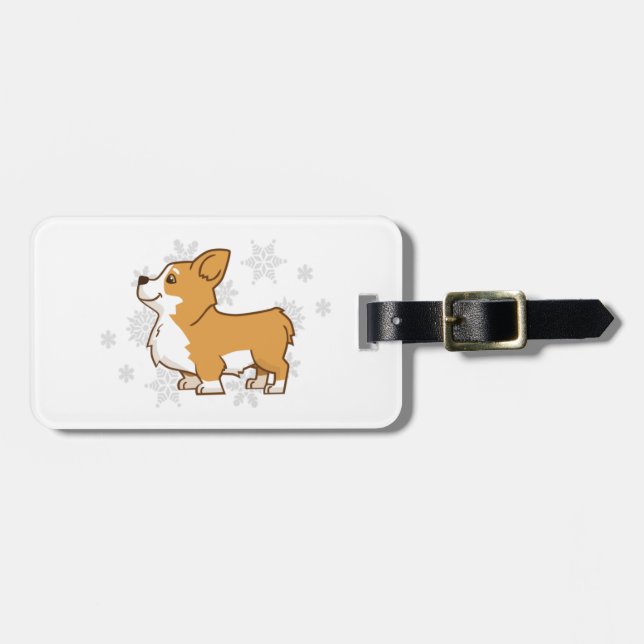 Winter Corgi Luggage Tag (Front Horizontal)