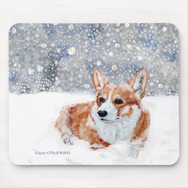 Winter Corgi Mouse Pad (Front)