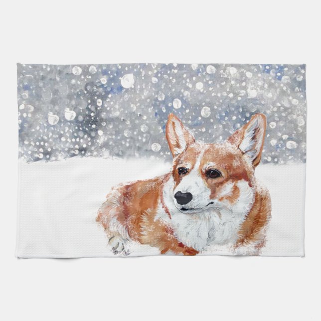 Winter Corgi Towel (Horizontal)
