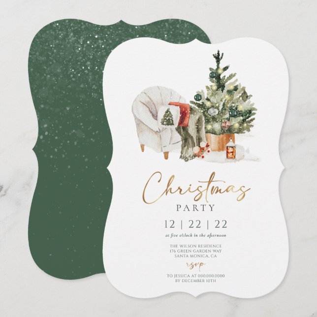 Winter Cosy Christmas Party Invitation (Front/Back)