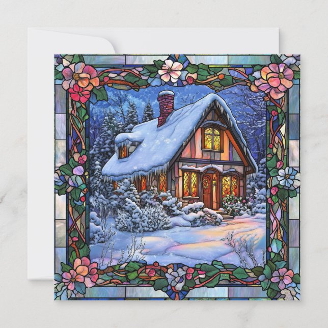 Winter Cottage Greeting Card (Front)